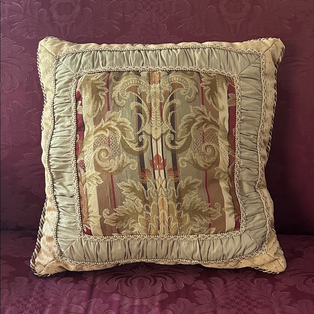 Croscill Decorative Pillow with Gold and Red Accents